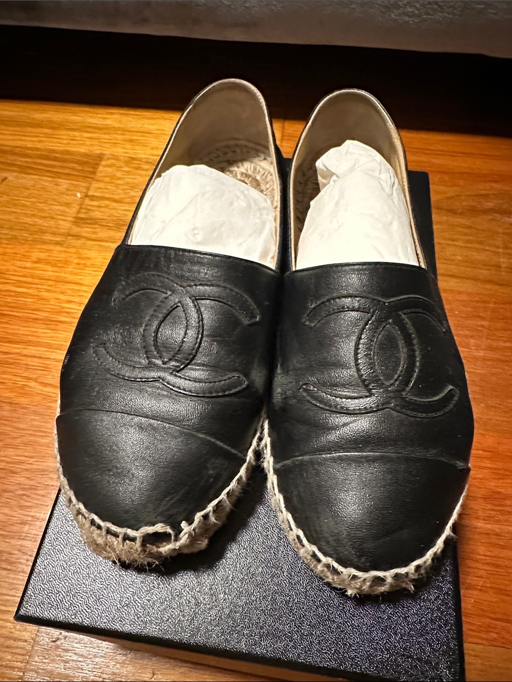 Women’s Black Chanel Leather Espadrilles - Picture 2 of 6